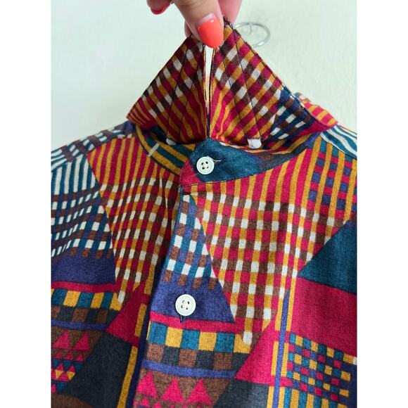 VINTAGE | Marcus by Neiman Marcus Linen Blend Abstract Pattern Button-Down Shirt - Picture 16 of 16